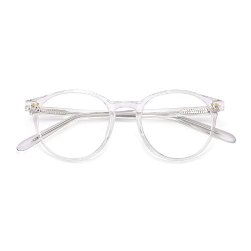 GLINDAR Gafas de Bloqueo de Luz Azul Redondas Retro TR92 Gafas de Computadora Para Mujeres Hombres Transparente