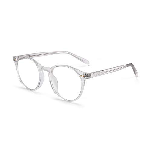 GLINDAR Gafas de Bloqueo de Luz Azul Redondas Retro TR92 Gafas de Computadora Para Mujeres Hombres Transparente