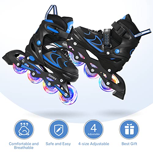 Gonex Patines en Línea Ajustables, Patín sobre Ruedas Iluminadas Inline Skates Ajustables Adultos, Patines para Exteriores e Interiores, para niños, niñas y Principiantes