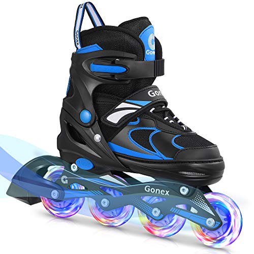 Gonex Patines en Línea Ajustables, Patín sobre Ruedas Iluminadas Inline Skates Ajustables Adultos, Patines para Exteriores e Interiores, para niños, niñas y Principiantes