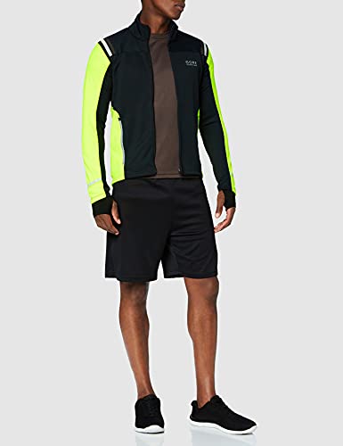 GORE RUNNING WEAR, Chaqueta de correr para hombre, GORE WINDSTOPPER Soft Shell, MYHTOS 2.0, Talla S, Negro/Amarillo Neón, JWSMYM990803