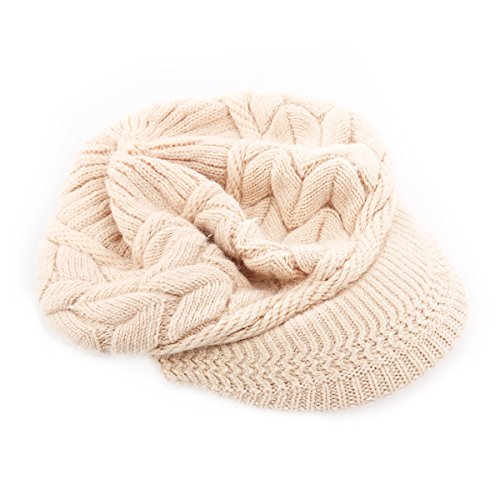 Gorro de invierno de Leorx de lana, para mujer, con visera marrón beige