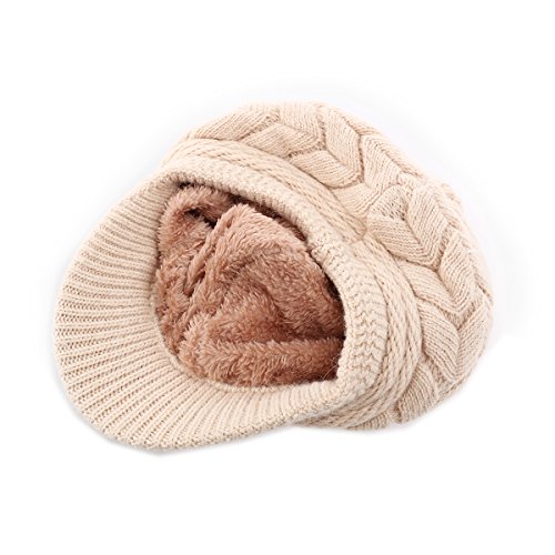 Gorro de invierno de Leorx de lana, para mujer, con visera marrón beige