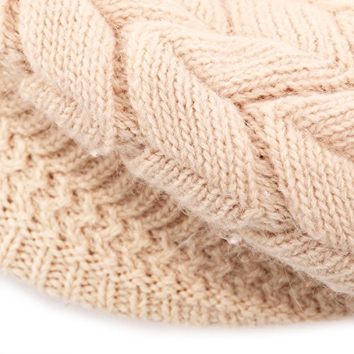 Gorro de invierno de Leorx de lana, para mujer, con visera marrón beige