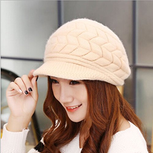 Gorro de invierno de Leorx de lana, para mujer, con visera marrón beige