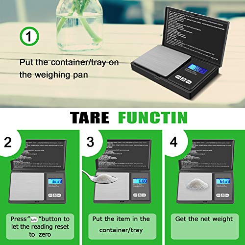 GPISEN Báscula Digitales de Precisión,Balanzas de Portátiles, Báscula de Joyería,con Pantalla LCD y 7 Unidades,Plataforma de Acero Inoxidable, Función de Tara, para Cocinar, Café-500g x 0.01g