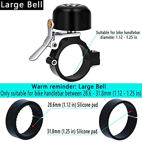 Greallthy - Timbre para bicicleta, de latón clásico, para bicicleta de montaña con buen tono ruidoso, bicicleta de carretera, accesorios para bicicleta (color negro, 28,6-31,8 mm)