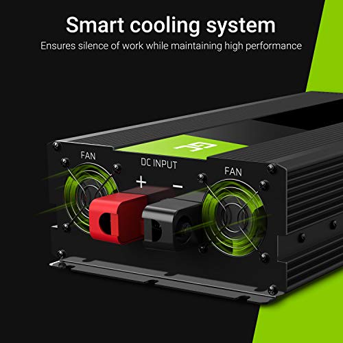 Green Cell® 2000W/4000W 12V a 220V/230V Onda sinusoidal modificada Inversor de Corriente DC AC Power Inverter Transformador de Voltaje para Coche Camion con Puerto USB y Pinzas de conexión a batería