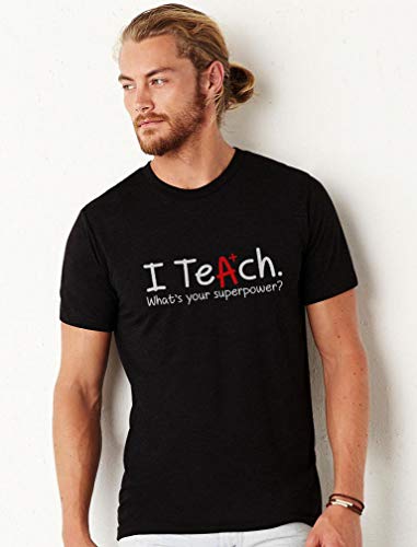 Green Turtle T-Shirts Camiseta para Hombre - Regalo para Profesor - I Teach Whats Your Superpower? Large Negro