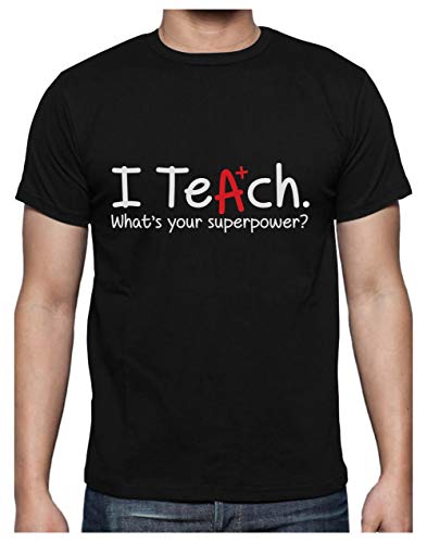 Green Turtle T-Shirts Camiseta para Hombre - Regalo para Profesor - I Teach Whats Your Superpower? Large Negro