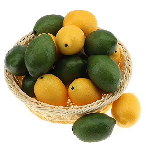 Gresorth 12pcs Amarillo & Verde Artificiales Natural Simulacion Limon Falso Fruta Casa Cocina Gabinete Decoracion