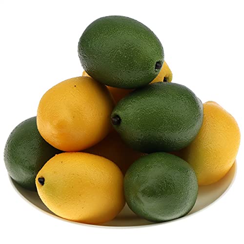 Gresorth 12pcs Amarillo & Verde Artificiales Natural Simulacion Limon Falso Fruta Casa Cocina Gabinete Decoracion