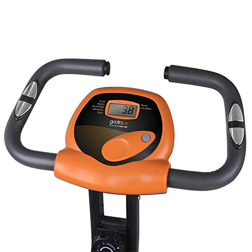 gridinlux | Trainer X-Bike 500 | Bicicleta estática Plegable | Transmisión Magnética | Doble Manillar | Monitor LCD con Registro Actividad | Pulsómetro | Resistencia 8 Niveles | Volante Inercia 5kg
