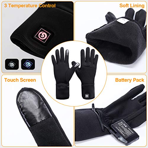 Guantes Calefactores, Guantes Calefactores Forro Bicicleta Motocicleta Esquí Pesca Senderismo Caza Artritis Protector de Mano Batería Recargable