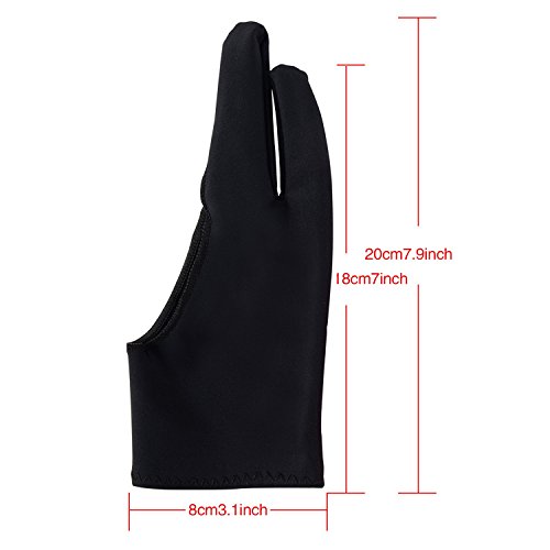 Guantes de Artistas de Dibujo de Tableta para Light Box, Graphic Tablet, Pen Display y lápiz de iPad Pro (Negro)