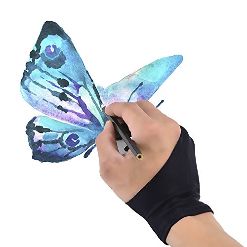 Guantes de Artistas de Dibujo de Tableta para Light Box, Graphic Tablet, Pen Display y lápiz de iPad Pro (Negro)