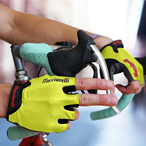 Guantes de Ciclismo, Guantes MTB de Medio Dedo, Adecuado para Bicicleta de Carretera y de Montaña, Guantes Bici para Hombres y Mujeres (Límon)