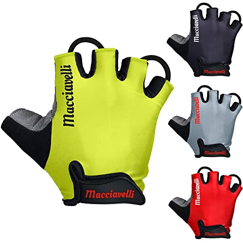 Guantes de Ciclismo, Guantes MTB de Medio Dedo, Adecuado para Bicicleta de Carretera y de Montaña, Guantes Bici para Hombres y Mujeres (Límon)