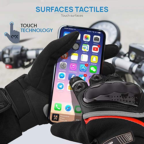 Guantes de Moto y Scooter | Guantes de Moto Resistentes obligatorios con aprobación CE | Cómodo Guante Unisex Antidesgaste, Pantalla Táctil Guante Transpirable Protector