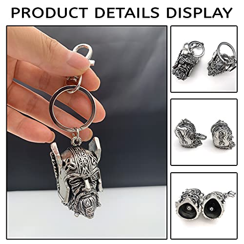Guardian Bell Odin Viking God, 2 Packs Gremlin Bells For Motorcycles, Biker Bell Luck Charm Key Chain Hanging Ornament Accessories To Bring Good Luck For Men Or Women