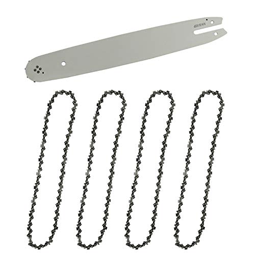 Guía de cadena y 4 cadenas de motosierra, guía de motosierra, 35 cm, cadenas de motosierras cuadradas 3/8 pulgadas, 1,3 mm, 50 eslabones longitud compatible con Stihl