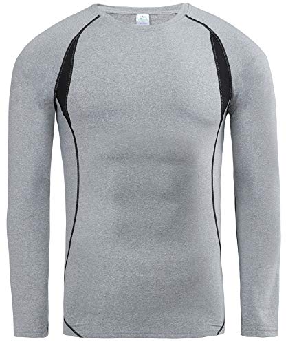 HAINES Conjunto Termico Hombre Ropa Interior Termica Esqui Camiseta Termica para Montaña Ciclismo Fitness Nuevo Gris XL