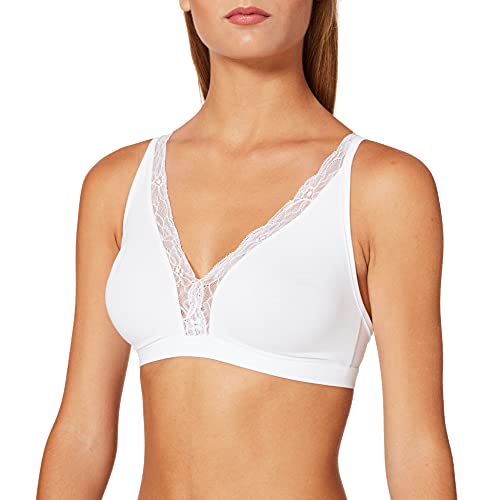 Hanro Cotton Lace Soft Cup BH Sujetador sin Aros, Blanco (White 0101), 80C para Mujer