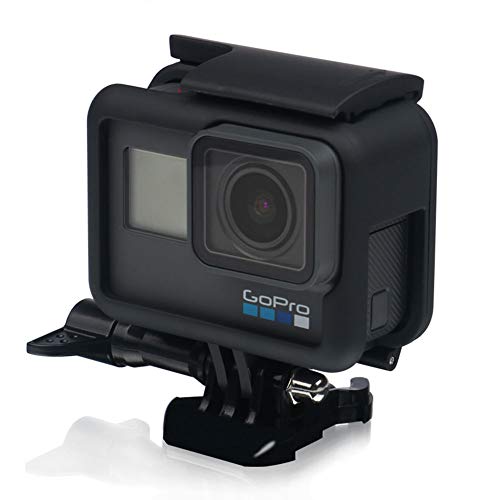 Harwerrel Marco Montura Protectora Carcasa con Tapa de Lente para Gopro Hero 7 Hero 2018 Hero 6 Hero 5 Black Negra Camara de acción con Tirador Móvil de Extracción Rápida y Tornillo