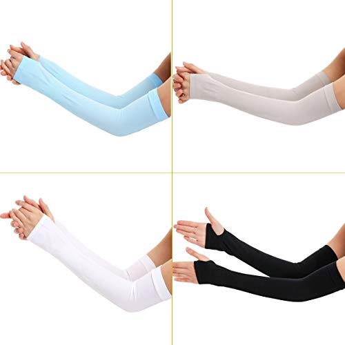 heavenlife 4 Pares Enfriamiento Mangas del Brazo, UV Protección Calentadores de Brazos con Pulgar Agujero para Hombres Mujeres, Manguitos Ciclismo Cubierta del Brazos para Correr Conducción Pesca