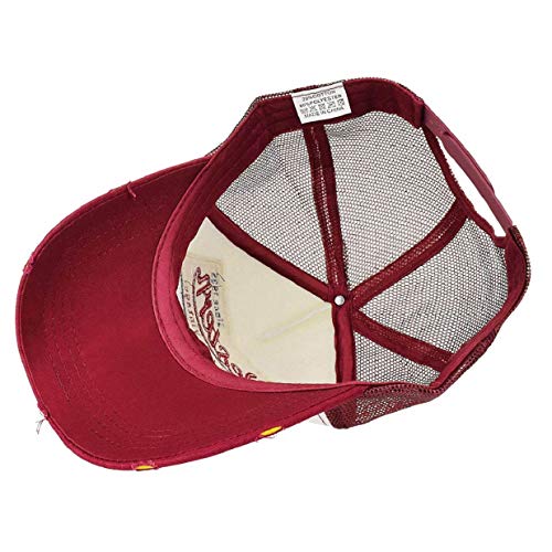 heekpek Gorras Hombre Beisbol con Visera Gorra de Rejilla Bordados de Verano Mujer Transpirable Casual Gorras Rapero Trucker Hombre Viseras Hombre Retro (Rojo)