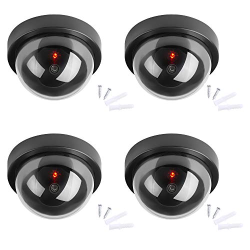 Hengu 4 Pieza Cámara Falsa Dummy Cámara de Seguridad Falsa LED Parpadeante Sistema de Vigilancia Cámara Simulada CCTV