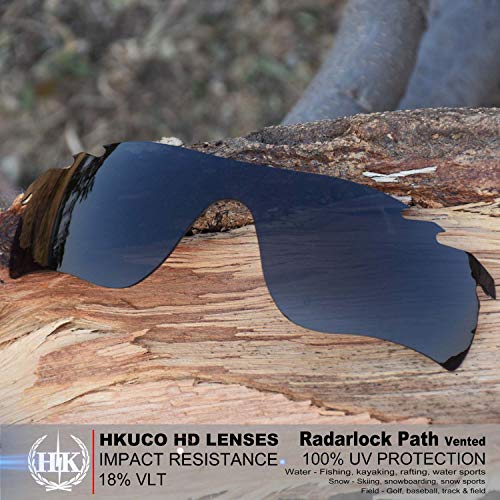 HKUCO Lentes de repuesto para Oakley Radarlock Path Vented Gafas de sol Negro Polarizado