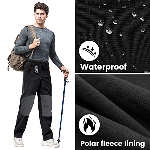 HMIYA Hombre Pantalones Trekking Invierno Impermeables Pantalon Montaña Termicos Softshell Prueba de Viento Pantalones Trabajo (Negro,EU-M/US-S)