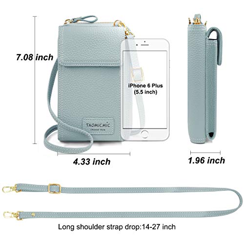 HNOOM Bolso de Teléfono Móvil para Mujer Cartera Movil Cuero PU Bolso para Movil y Cartera Pequeño Bolsa Bandolera con Ranuras para Tarjeta y Cremallera Billeteras de Mujer (Azul)