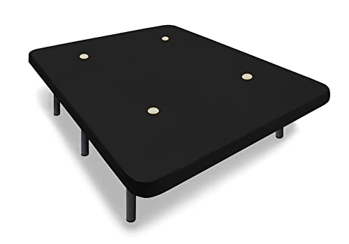 HOGAR24 ES Base tapizada con Tejido 3D Negro y válvulas de transpiración + 6 Patas de Metal Roscadas de 32cm-90x190cm