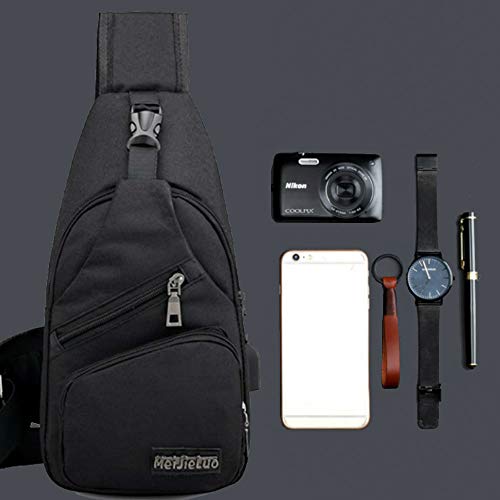 Hombro Bolso Impermeable Mochila de Pecho Mochilas Pequeñas para Hombres Bandolera Mujeres Bandoleras Cruzada Sling Bolsa CrossBody Bag Bolsos USB Ciclismo Senderismo Viaje Deporte al Aire Libre