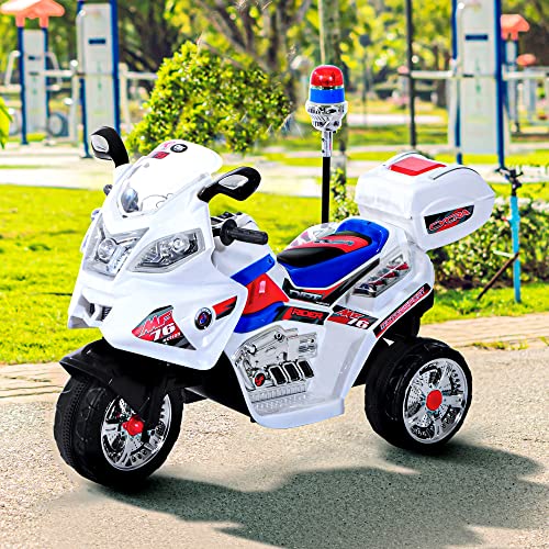 HOMCOM Moto Eléctrica Infantil Batería 6V Niños 3-8 años Coche Triciclo Niño con Caja de Almacenamiento Metal 112x51x73cm