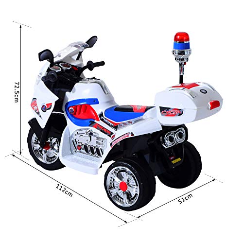 HOMCOM Moto Eléctrica Infantil Batería 6V Niños 3-8 años Coche Triciclo Niño con Caja de Almacenamiento Metal 112x51x73cm