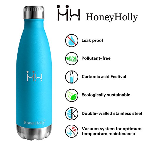 HoneyHolly Botella Agua Niños Acero Inoxidable, 350ml Aislamiento de Vacío de Doble Pared, Botella Termica, Botellas de Frío/Caliente, sin bpa Botella Reutilizable para Niños, Botella Agua Infantil