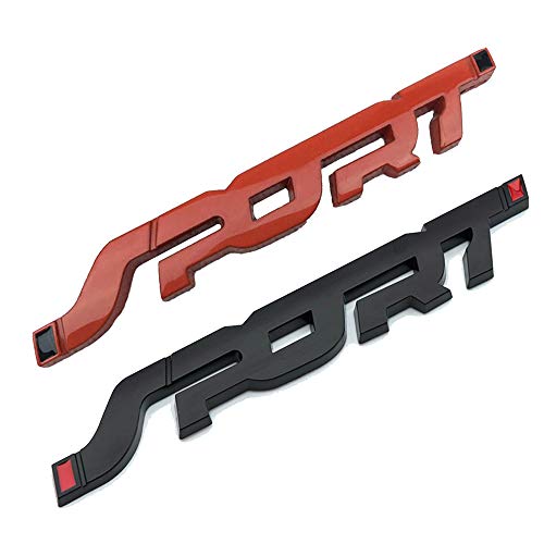 HUAYT Emblema SPORT, paquete de 2 calcomanías con el logotipo del maletero trasero del ala lateral del coche compatibles con letreros, Citroen, Renault, Benz, Audi, Toyota, Honda, Nissan (ROJO)