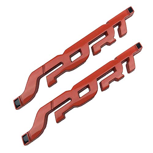 HUAYT Emblema SPORT, paquete de 2 calcomanías con el logotipo del maletero trasero del ala lateral del coche compatibles con letreros, Citroen, Renault, Benz, Audi, Toyota, Honda, Nissan (ROJO)