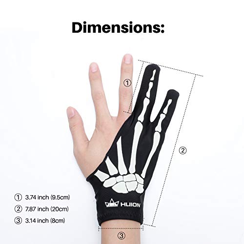 Huion Skeleton Glove para Tableta Gráfica de Dibujo, Guante Antiincrustante Ideal para Personas que Usan Tabletas de Dibujo y Cajas de luz (1 Unidad de Tamaño Libre, Bueno para la Mano Derecha)