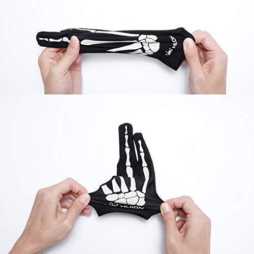 Huion Skeleton Glove para Tableta Gráfica de Dibujo, Guante Antiincrustante Ideal para Personas que Usan Tabletas de Dibujo y Cajas de luz (1 Unidad de Tamaño Libre, Bueno para la Mano Derecha)