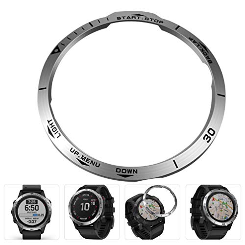 ibasenice Compatible con Garmin Fenix 6X Watch Bisel Protector de Pantalla Estuche de Metal Cobertura Total Parachoques Cubierta Protectora Carcasa Anillo Carcasa Protectora Digital grabada