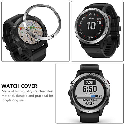 ibasenice Compatible con Garmin Fenix 6X Watch Bisel Protector de Pantalla Estuche de Metal Cobertura Total Parachoques Cubierta Protectora Carcasa Anillo Carcasa Protectora Digital grabada