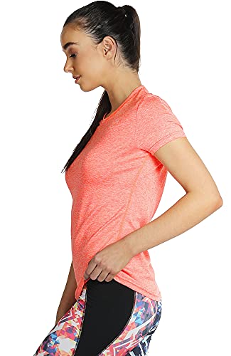 icyzone Camiseta de Fitness de Manga Corta para Mujer, Pack de 3 (M, Negro/Granito/Naranja)