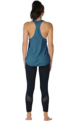 icyzone Camiseta sin Mangas de Fitness para Mujer Racerback Chaleco Deportivo (M, Mezclilla)