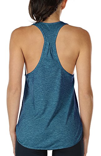 icyzone Camiseta sin Mangas de Fitness para Mujer Racerback Chaleco Deportivo (M, Mezclilla)