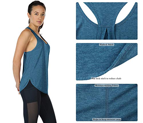 icyzone Camiseta sin Mangas de Fitness para Mujer Racerback Chaleco Deportivo (M, Mezclilla)