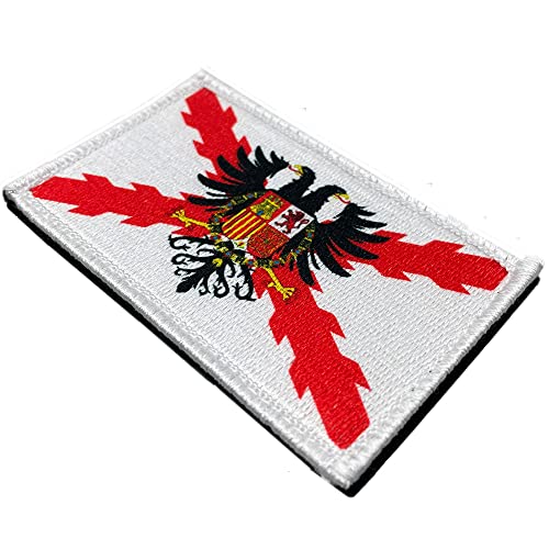 Imperial Bandera Cruz de Borgoña con Águila - Parches Ropa - Parches Militares - Tercios Españoles - Imperio Español - 80 x 50 mm